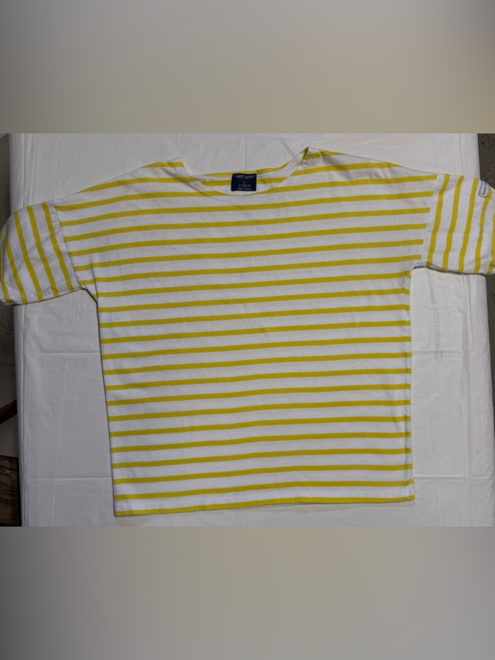 Saint James for J.Crew Yellow White Striped Breton Top Made in France Small